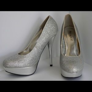 Silver Glitter Platform heels